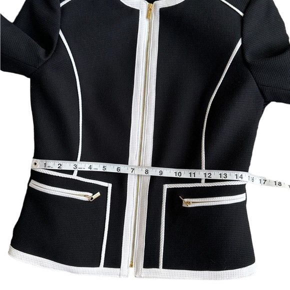 Calvin Klein Women's Front Zip Black & White Color Block Business Jacket‎ Size 4 - Picture 11 of 15